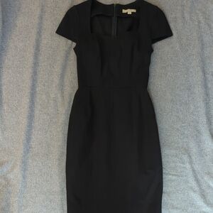 Banana Republic Black Sheath Midi Dress Square Neck